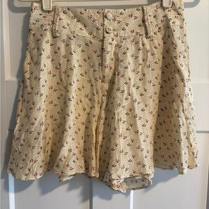 Free People Floral Patterned Cream Skort